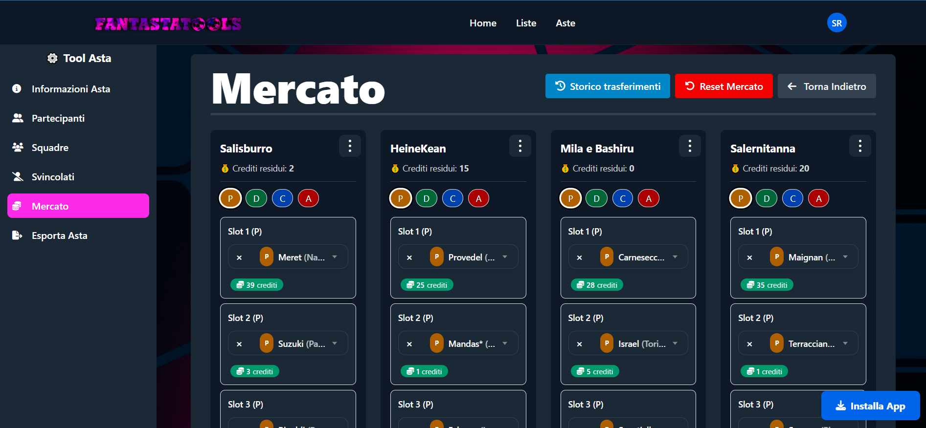 Assegnazione giocatori
